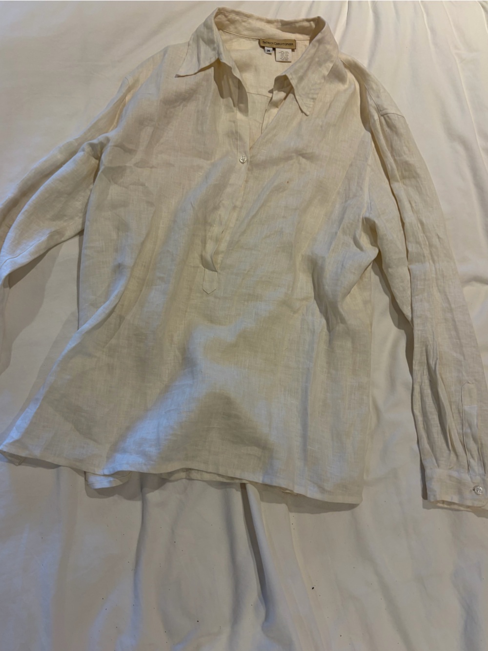 **Vintage Patrick Christopher 100% Linen Button-Up — Size M**